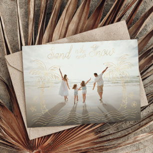 Beach Family Photo Christmas Card Gold Foil