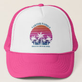 Beach Family Reunion Custom Cruise Pink Palm Tree Trucker Hat (Front)