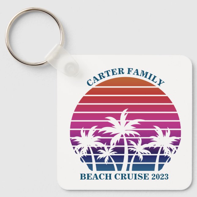 Beach Family Reunion Custom Cruise Summer Vacation Key Ring (Front)