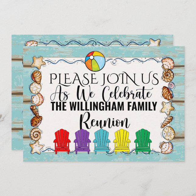 Beach Family Reunion,etc Invitation Template (Front/Back)