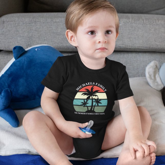 Beach Family Reunion Sunset Custom Cute Vacation Baby Bodysuit (Creator Uploaded)