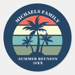 Beach Family Reunion Sunset Island Custom Party Classic Round Sticker