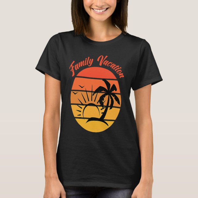 Beach Family Vacation Palms Sunset Holiday Matchin T-Shirt (Front)