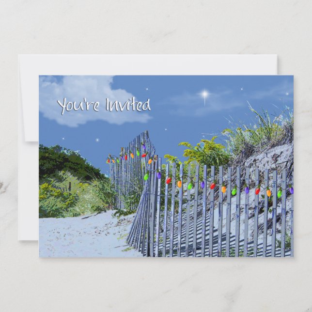 Beach Fence & Dunes Christmas Greetings Invitation (Front)