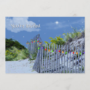 Beach Fence & Dunes Christmas Greetings Invitation