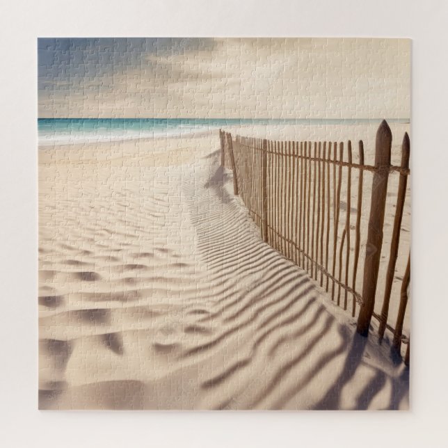 Beach Fence In Sand Jigsaw Puzzle (Vertical)