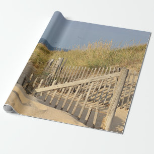 Beach fence in the sand dunes wrapping paper
