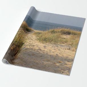 Beach fence in the sand dunes wrapping paper