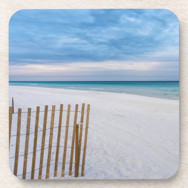 Beach Fence Morning Destin Florida Coaster Set (Front)