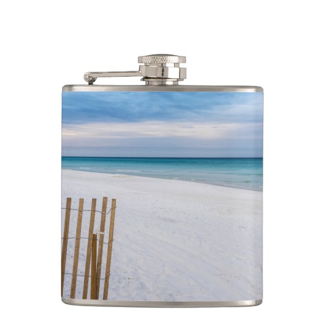 Beach Fence Morning Destin Florida Flask (Front)