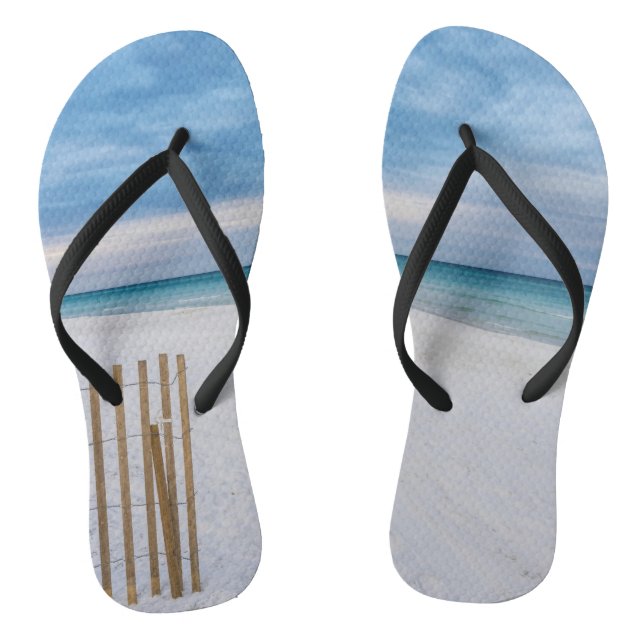Beach Fence Morning Destin Florida Flip Flops (Footbed)