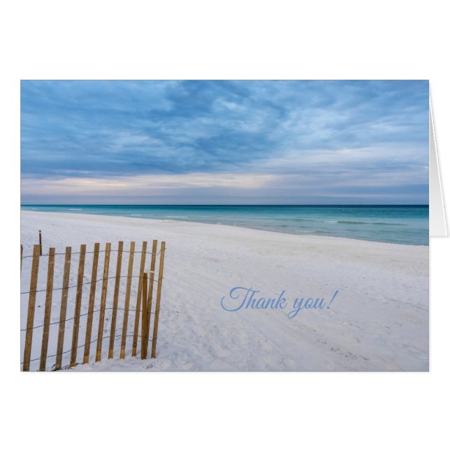 Beach Fence Morning Destin Florida Thank You Card (Front Horizontal)