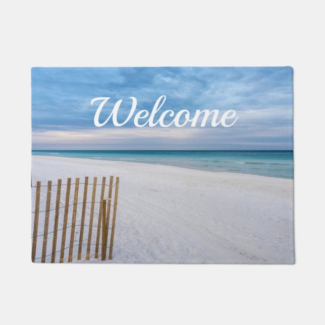 Beach Fence Morning Destin Florida Welcome Doormat (Front)