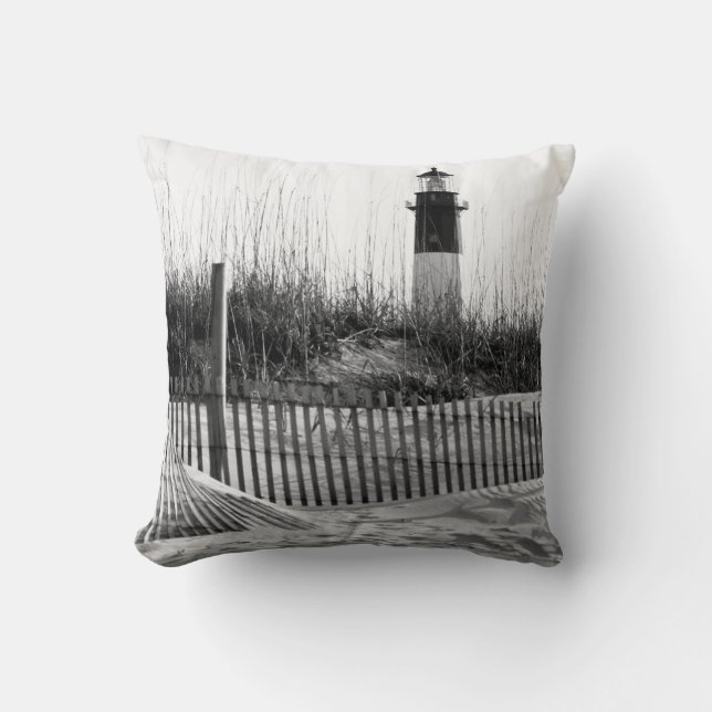 Beach Fences And Lighthouse Cushion (Front)