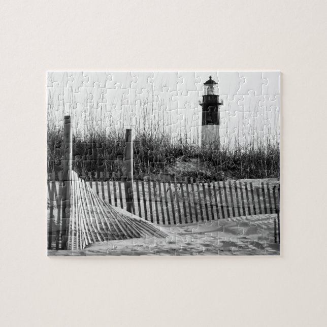 Beach Fences And Lighthouse Jigsaw Puzzle (Horizontal)