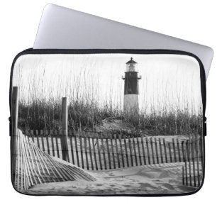 Beach Fences And Lighthouse Laptop Sleeve