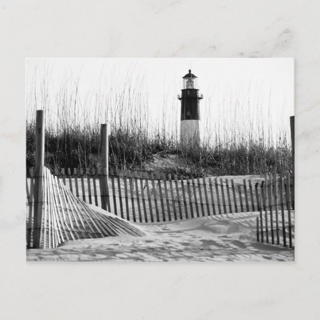 Beach Fences And Lighthouse Postcard (Front)