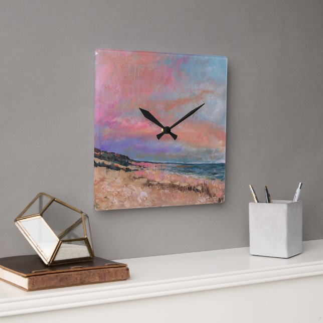 Beach Fine Art Painting Square Wall Clock (Office)