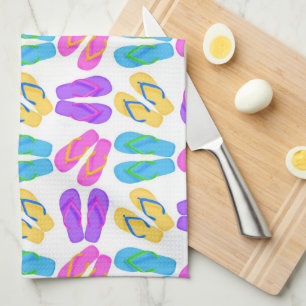 Beach flip flop pattern kitchen towel