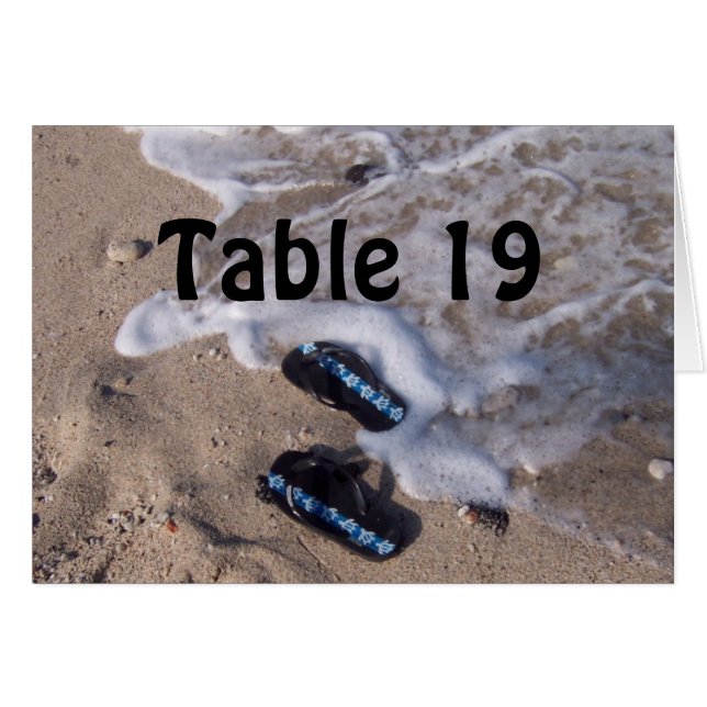 Beach Flip Flop Sandals Table Number Card (Front Horizontal)