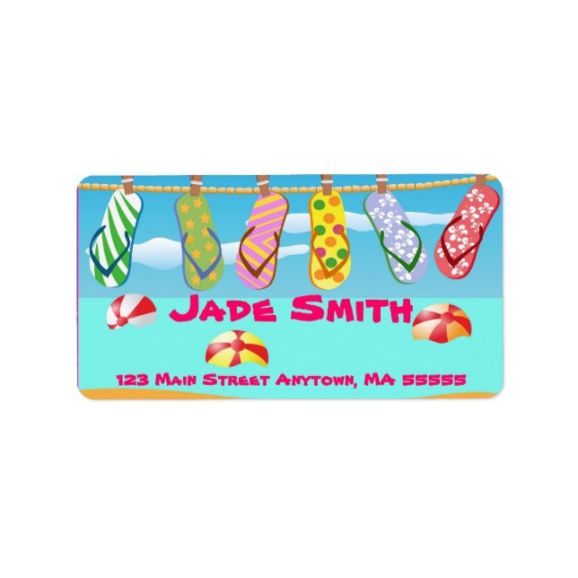 Beach Flip Flops Address Labels (Front)