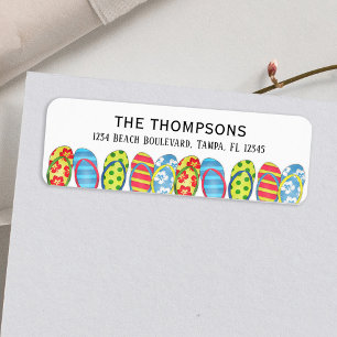 Beach Flip Flops Colourful Tropical Personalised L Return Address Label