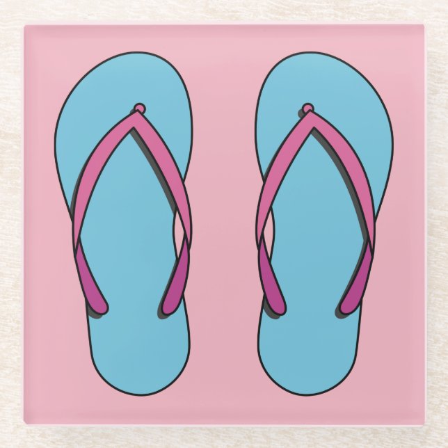 Beach Flip Flops Glass Coaster (Front)