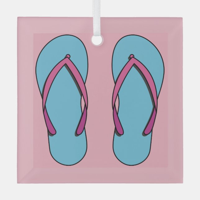 Beach Flip Flops Glass Tree Decoration (Front)