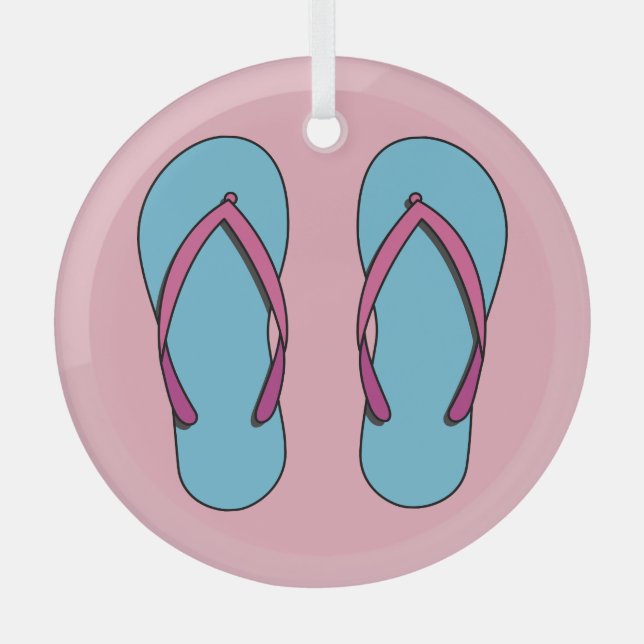 Beach Flip Flops Glass Tree Decoration (Front)