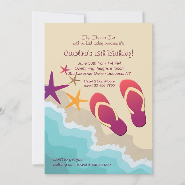 Beach Flip Flops Invitation (Front)