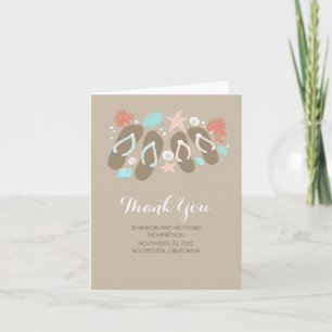 beach flip flops romantic wedding thank you card