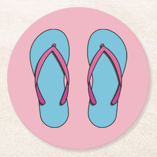 Beach Flip Flops Round Paper Coaster