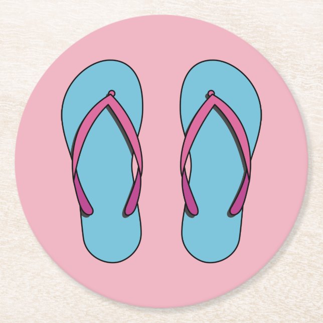 Beach Flip Flops Round Paper Coaster (Front)