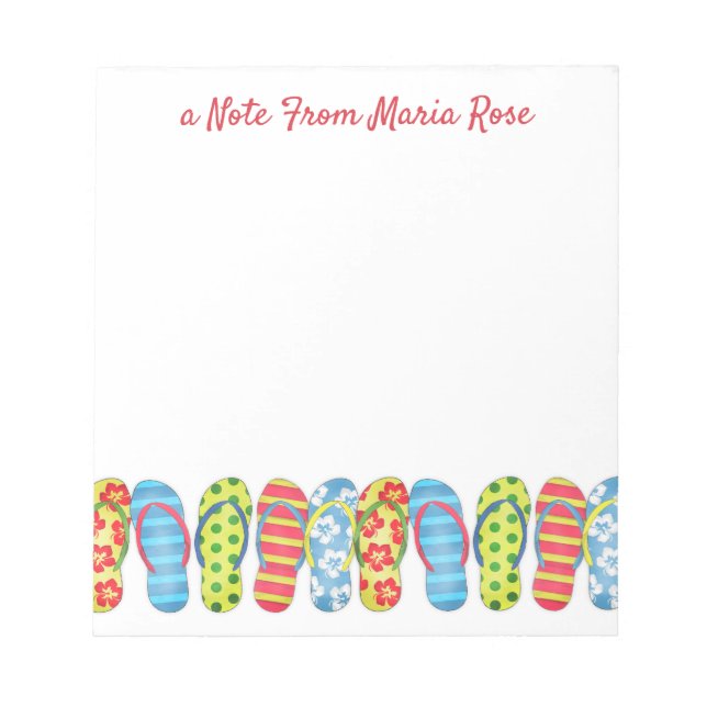 Beach Flip Flops Tropical Colourful Personalised Notepad (Front)