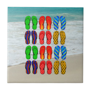 Beach Flip-Flops, Vacation Fun Ceramic Tile