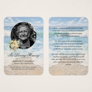 Beach Floral Photo Memorial Prayer Cards