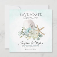 Beach Floral Sand Dollar Starfish Save the Date