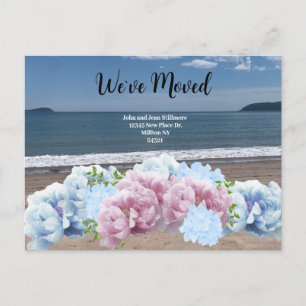 Beach Floral We`ve Moved Postcard