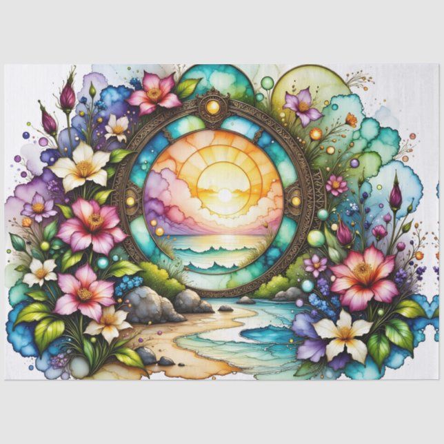 Beach flower Portal Tissue Paper (Front)