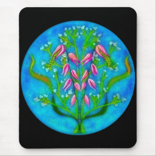 Beach Flowers Acrylic Painting Mouse Pad