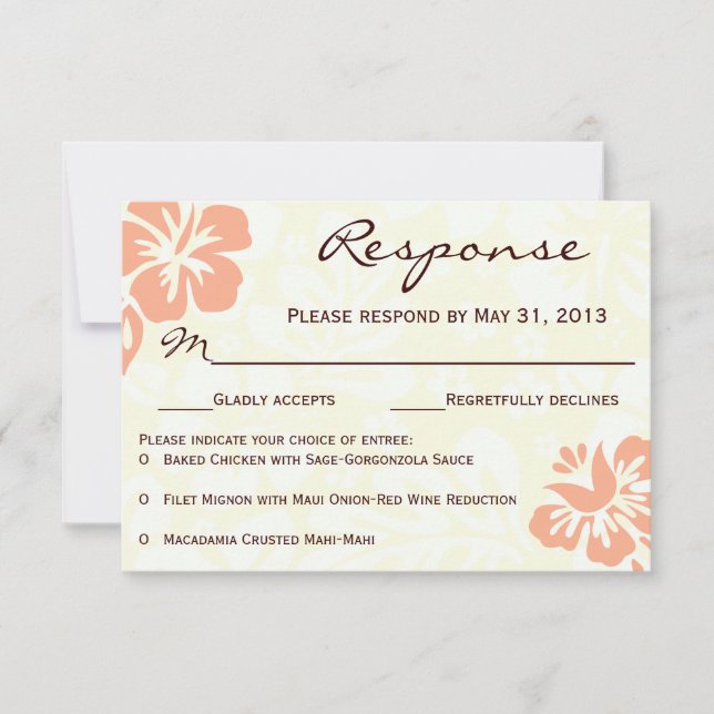 Beach Flowers RSVP - Coral Card (Front)