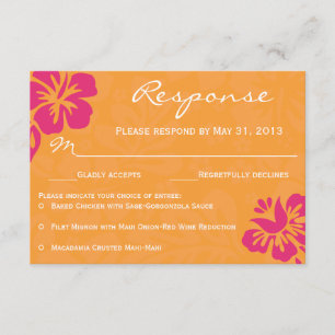 Beach Flowers RSVP - Orange & Fuschia Card