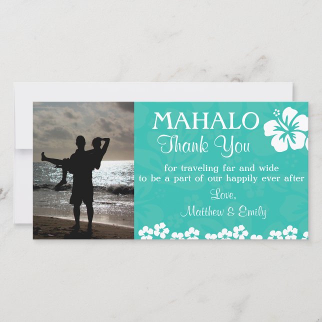 Beach Flowers Thank You Photo Card (Front)