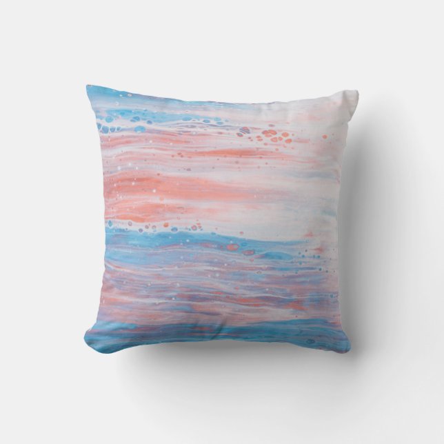 *~* Beach Foam Pastel Abstract PeachTurquoise Cushion (Front)