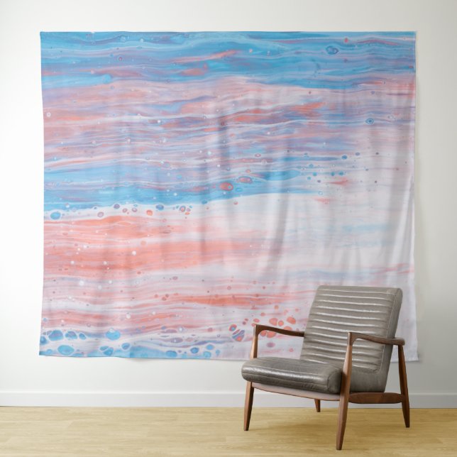 *~* Beach Foam Pastel Abstract Turquoise Peach Tapestry (In Situ (Horizontal))