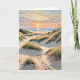 Beach Footprints In Sand Dune Card
