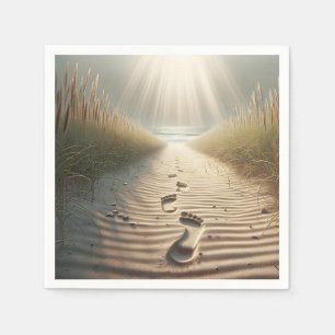 Beach Footprints In Sand Napkin