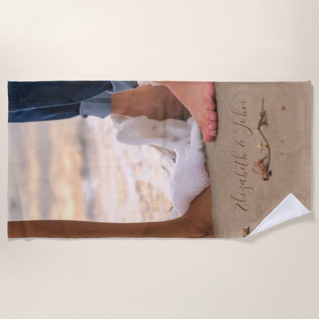 Beach,Foots,Waves   -Personalised Beach Towel (Front)