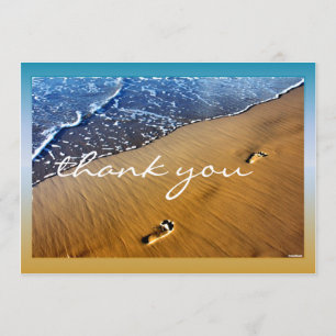 Beach Footsteps Thank You blank card