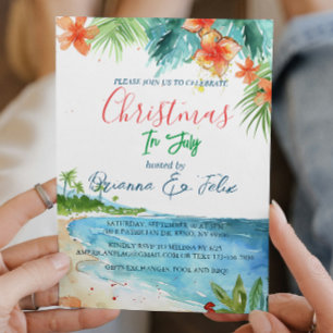 Beach Front I Christmas In July Invitation